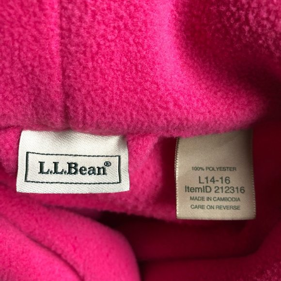 L.L. Bean Kids Fleece Bath Robe Pink Girls L Large 14 16 - Picture 7 of 9